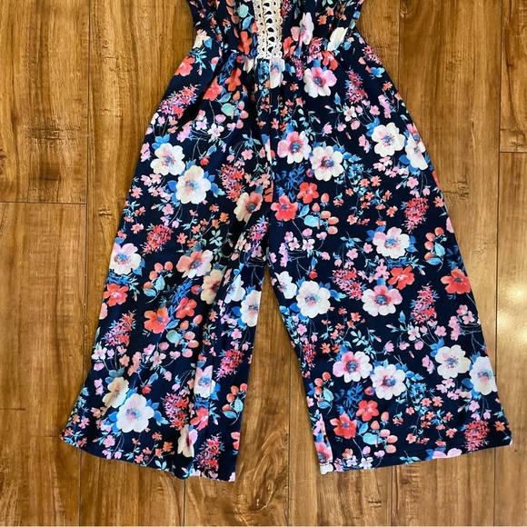 HEART & ARROW Girls Navy Floral Jumper Sleeveless Size 7/8 - Picture 5 of 9